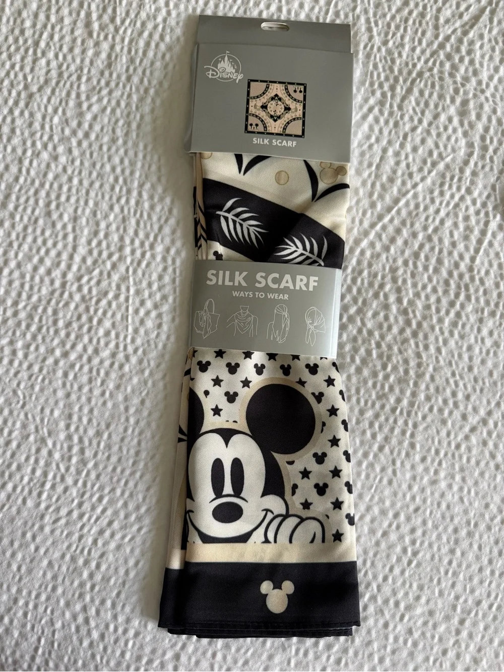 Disney Black and Cream Mickey Mouse Silk Scarf